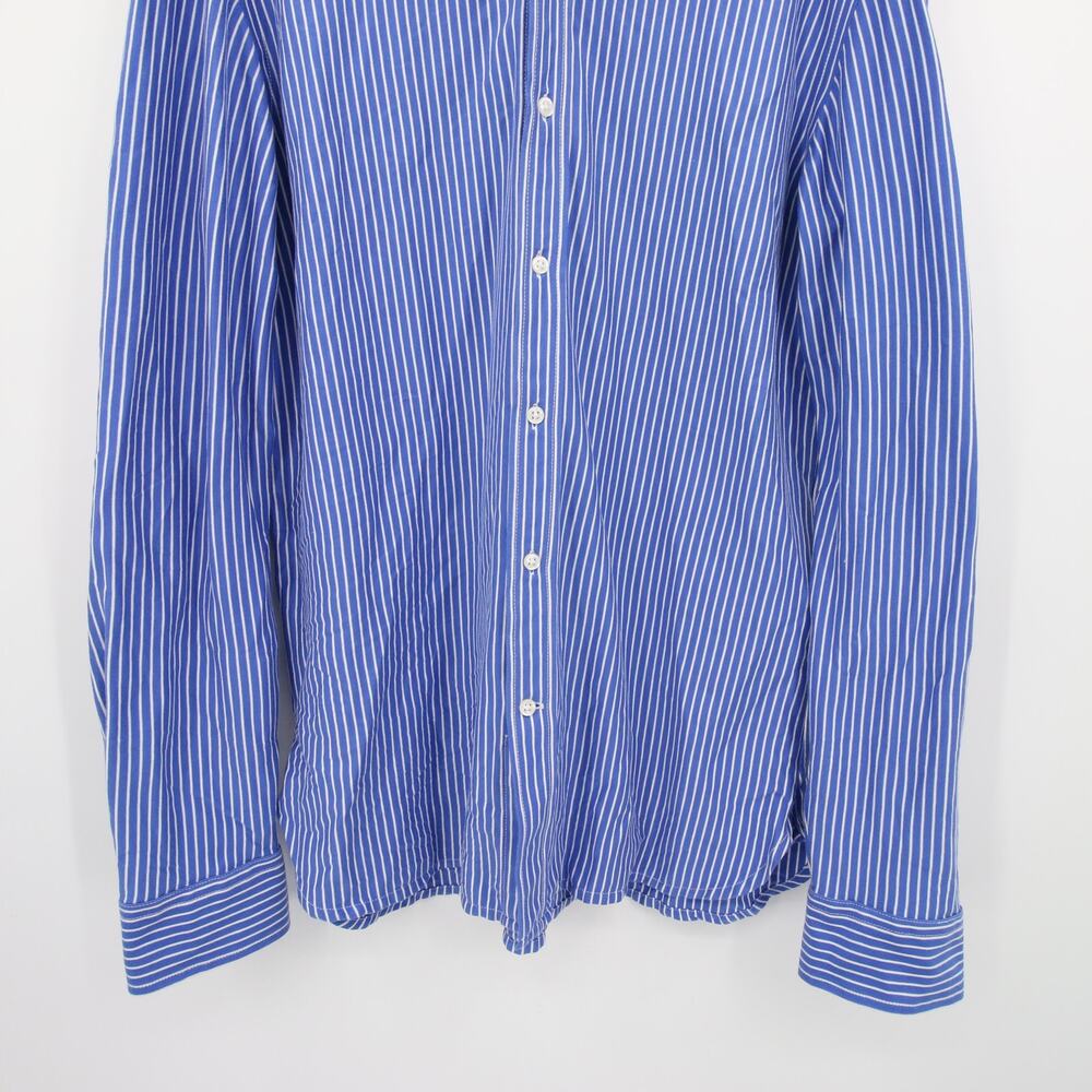 Polo Ralph Lauren Button Down Shirt Blue White Striped Long Sleeve Slim Fit 17 - Picture 3 of 10